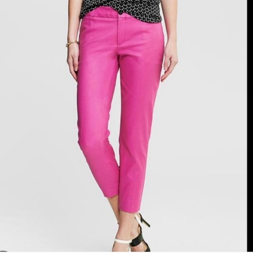 BANANA REPUBLICA HAMPTOM FIT HOT PINK CROPPED PANTS WOMENS SZ 6 petite - Picture 2 of 11